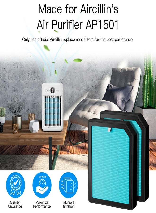 Aircillin Air Purifier AP1501 Replacement Filters 6-Pack, H13 True HEPA Filter, Activated Carbon Filter(AP1501) - Image 2